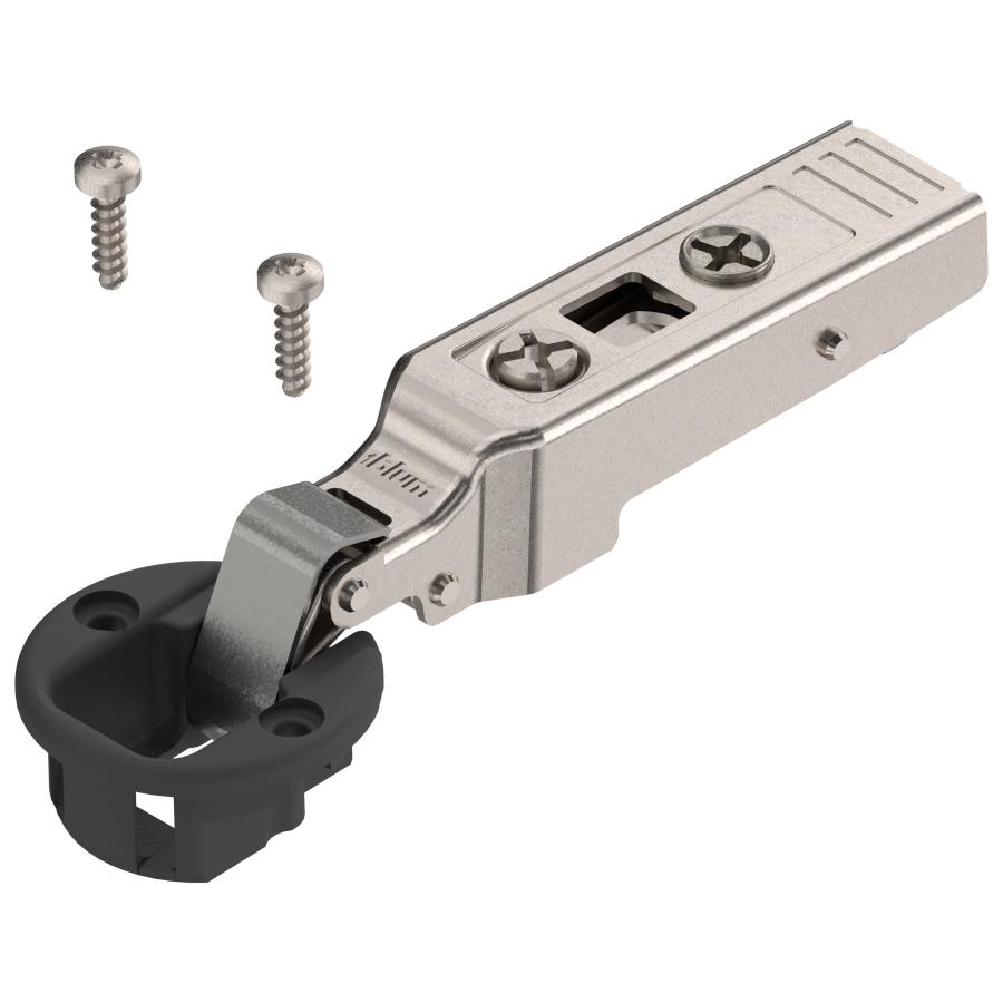 75T4100 CLIP top glass door hinge 94°, overlay application, boss: screw-on